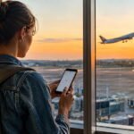 Traveller checking Singapore Airlines date change on phone